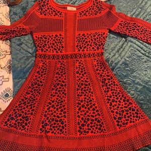 Girls red and blue leopard dress size 10-12